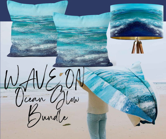 Lampshade, Cushion & Blanket Set: The "Ocean Glow" Bundle