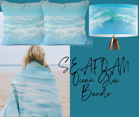 Lampshade, Cushion & Blanket Set: The "Ocean Glow" Bundle